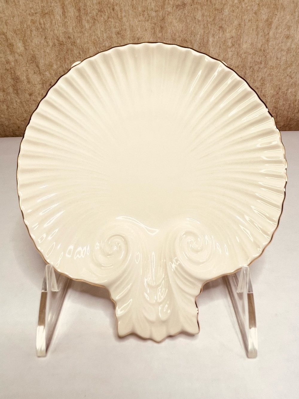 VTG Retired Lenox Aegean Seashell Porcelain Plate Trinket Car Keys Candy Dish